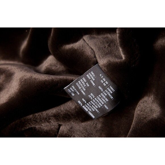 Women’s MARC NEW YORK Andrew Marc Leather Coat Hood Black Faux Fur M - Picture 5 of 10